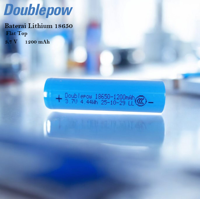 Doublepow Baterai Lithium Flat Top 18650 3.7V 1200mAh 1 PCS Gambar produk Doublepow Baterai Lithium Flat Top 18650 3.7V 1200mAh 1 PCS