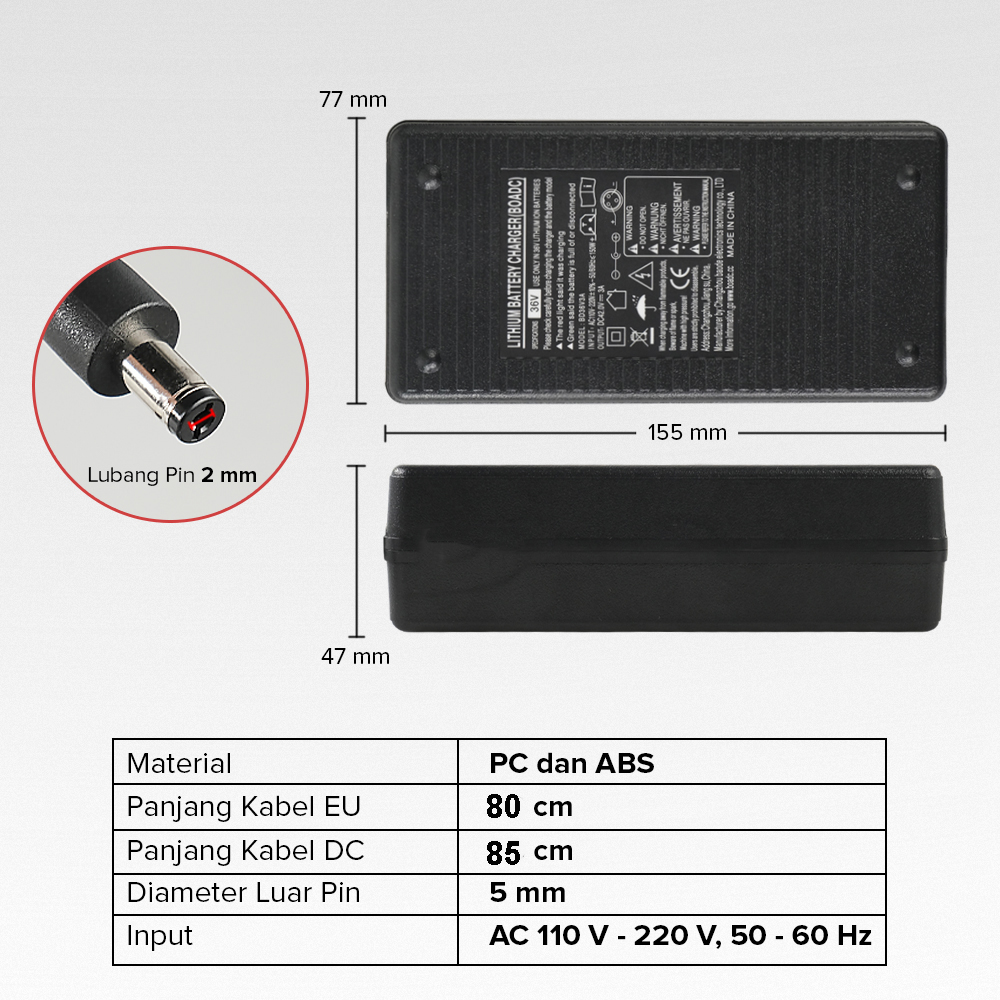 Gambar produk Lankeleisi Spare Part Adaptor Charger Sepeda for Lankeleisi S600 G100 - BD36V3A