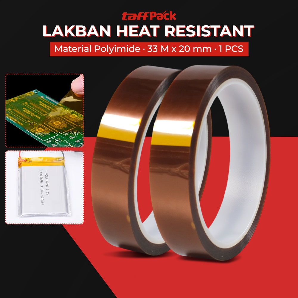 TaffPACK Lakban Heat Resistant Polyimide High Temperature Adhesive 33Mx20mm Gambar produk TaffPACK Lakban Heat Resistant Polyimide High Temperature Adhesive 33Mx20mm