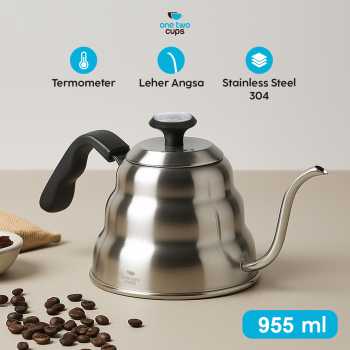 One Two Cups Teko Kopi Leher Angsa Pour Over Drip Kettle Thermometer - KE4012