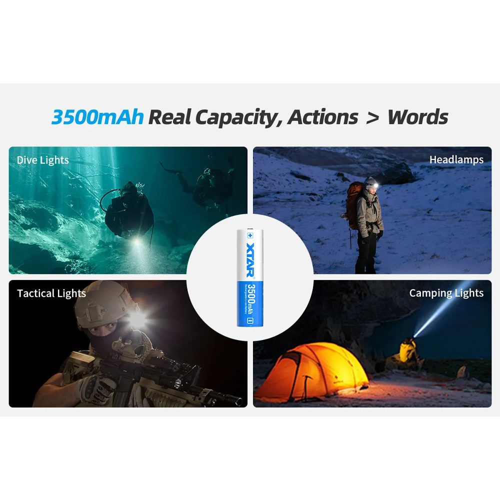 XTAR Baterai Rechargable 18650 3500mAh 3.6V 10A 1 PCS - XT35 Gambar produk XTAR Baterai Rechargable 18650 3500mAh 3.6V 10A 1 PCS - XT35