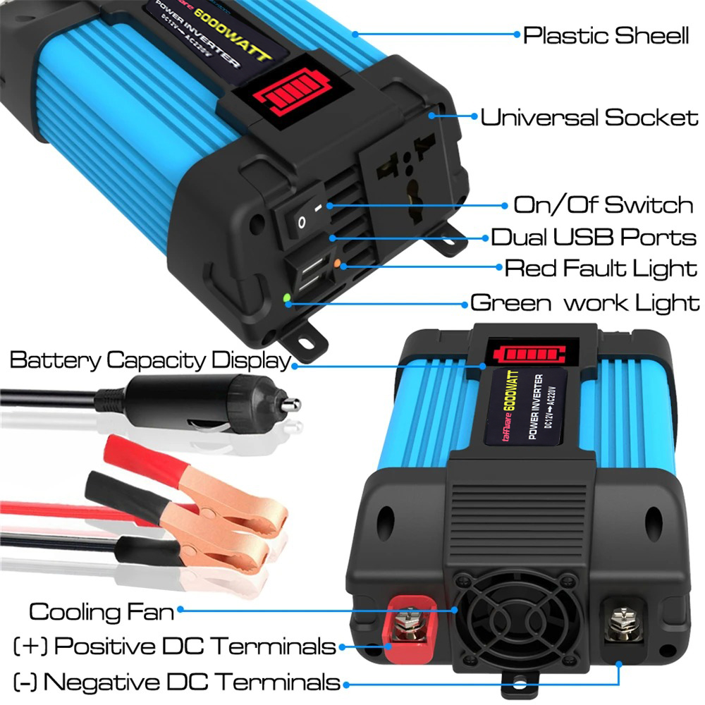 Taffware Power Inverter Mobil Modified Sine Wave 12V to AC 220V 6000W - NBR6000W Gambar produk Taffware Power Inverter Mobil Modified Sine Wave 12V to AC 220V 6000W - NBR6000W