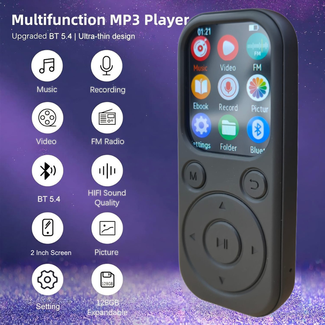 Yoidesu MP3 Digital Audio Player HiFi Bluetooth MP4 2 Inch 210mAh 64GB - SD-08 Gambar produk Yoidesu MP3 Digital Audio Player HiFi Bluetooth MP4 2 Inch 210mAh 64GB - SD-08