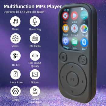 Yoidesu MP3 Digital Audio Player HiFi Bluetooth MP4 2 Inch 210mAh 64GB - SD-08