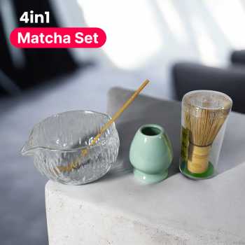 One Two Cups Matcha Set Chawan Chasen Stand Chashaku 470ml 4 PCS - WT174