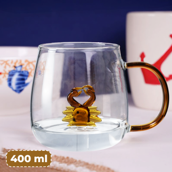 LAZZY Cangkir Kopi Kaca Tahan Panas Duck Aesthetic Mug 400ml - L400