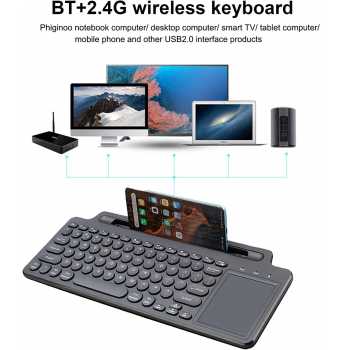 DODODOC Keyboard Wireless Bluetooth 2.4GHz with Touchpad Phone Stand - MLD-569