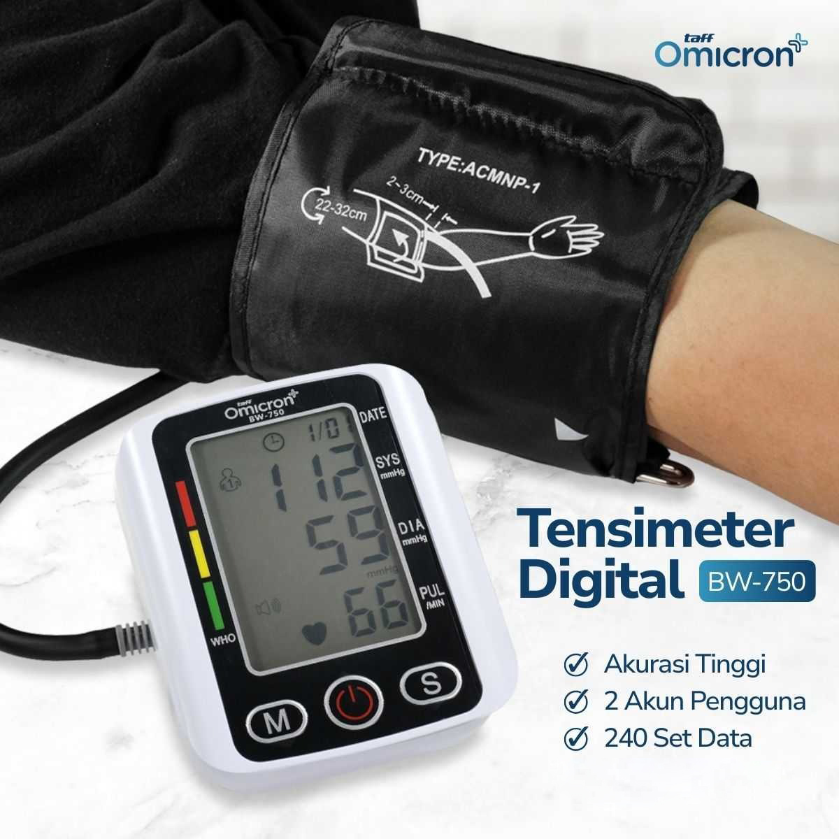 TaffOmicron Pengukur Tekanan Darah Tensimeter Digital Dual Power without Voice - BW-750 Gambar produk TaffOmicron Pengukur Tekanan Darah Tensimeter Digital Dual Power without Voice - BW-750