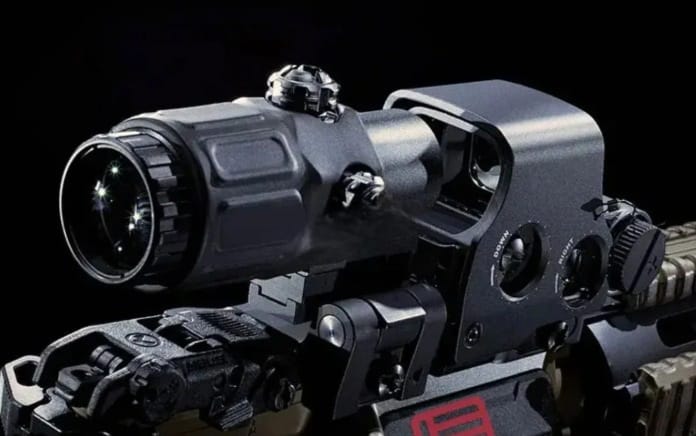 MOV Tactical Laser Airsoft Gun Holographic Sight 558 5x Magnifier G45 - 112113 Gambar produk MOV Tactical Laser Airsoft Gun Holographic Sight 558 5x Magnifier G45 - 112113