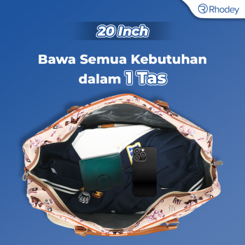 Gambar produk Rhodey RAIMIQI SEMOR Tas Jinjing Duffle Bag PU Leather Unisex 20 Inch Beige Bear - CB001