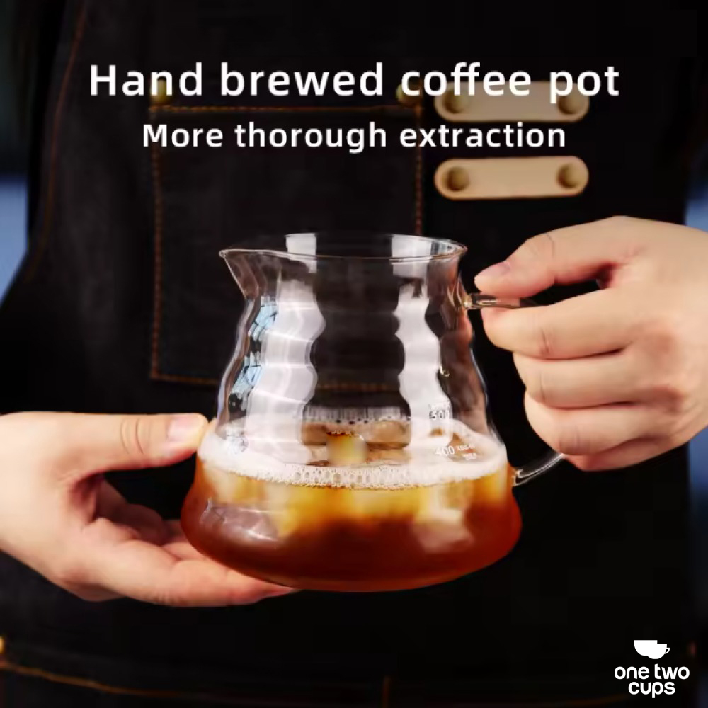 One Two Cups Teko Kopi Coffee Server V60 Drip Pour Over Borosilicate 800ml - XGS-36/60/80 Gambar produk One Two Cups Teko Kopi Coffee Server V60 Drip Pour Over Borosilicate 800ml - XGS-36/60/80