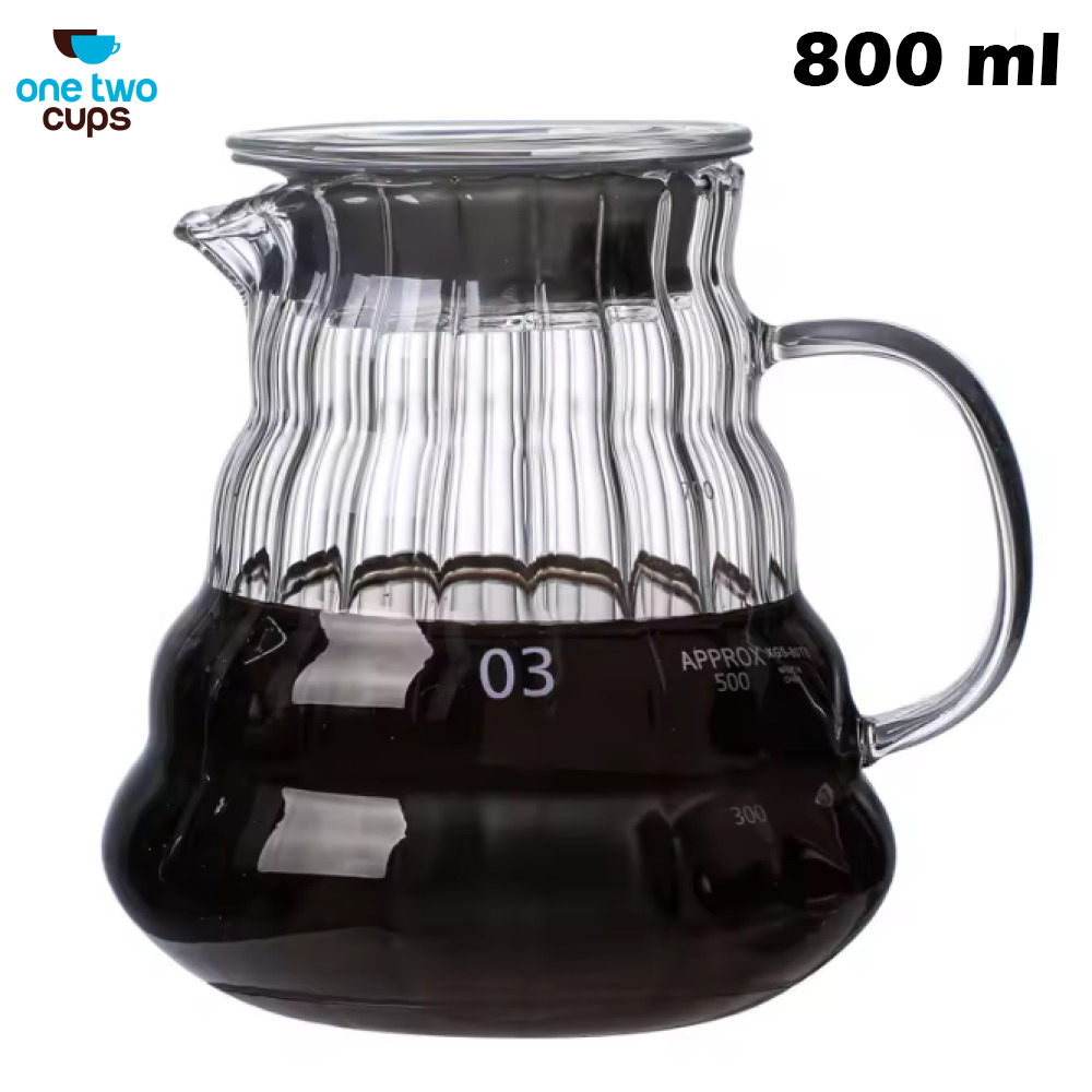One Two Cups Teko Kopi Coffee Server V60 Drip Pour Over Borosilicate 800ml - XGS-36/60/80 Gambar produk One Two Cups Teko Kopi Coffee Server V60 Drip Pour Over Borosilicate 800ml - XGS-36/60/80