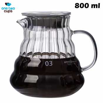 One Two Cups Teko Kopi Coffee Server V60 Drip Pour Over Borosilicate - XGS-36/60/80
