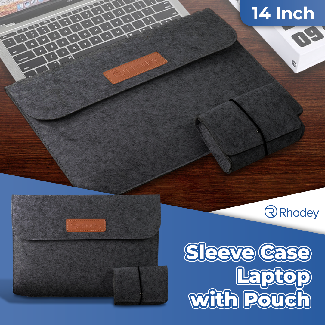 Rhodey Sleeve Case Laptop Macbook Felt with Pouch 14 Inch - AK01 Gambar produk Rhodey Sleeve Case Laptop Macbook Felt with Pouch 14 Inch - AK01