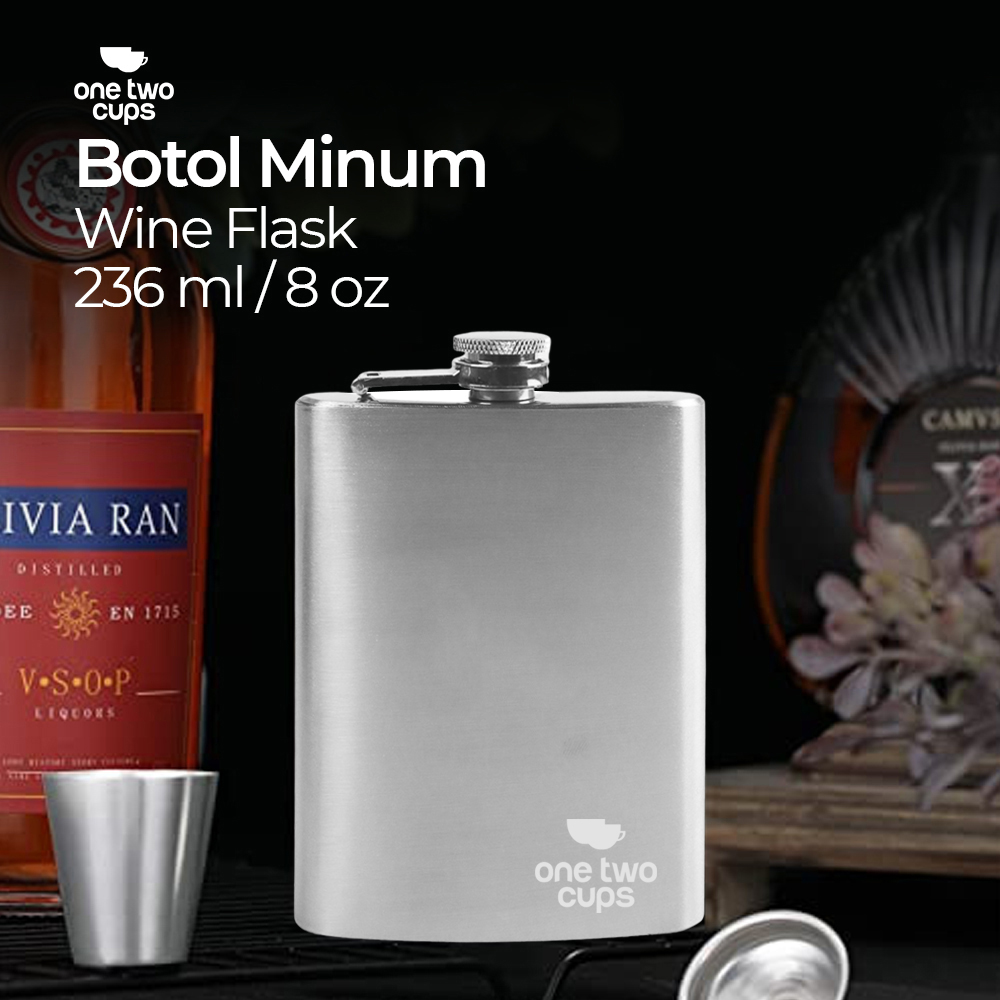 One Two Cups Botol Minum Wine Bir Hip Flask Stainless Steel 201 8oz - MS351 Gambar produk One Two Cups Botol Minum Wine Bir Hip Flask Stainless Steel 201 8oz - MS351