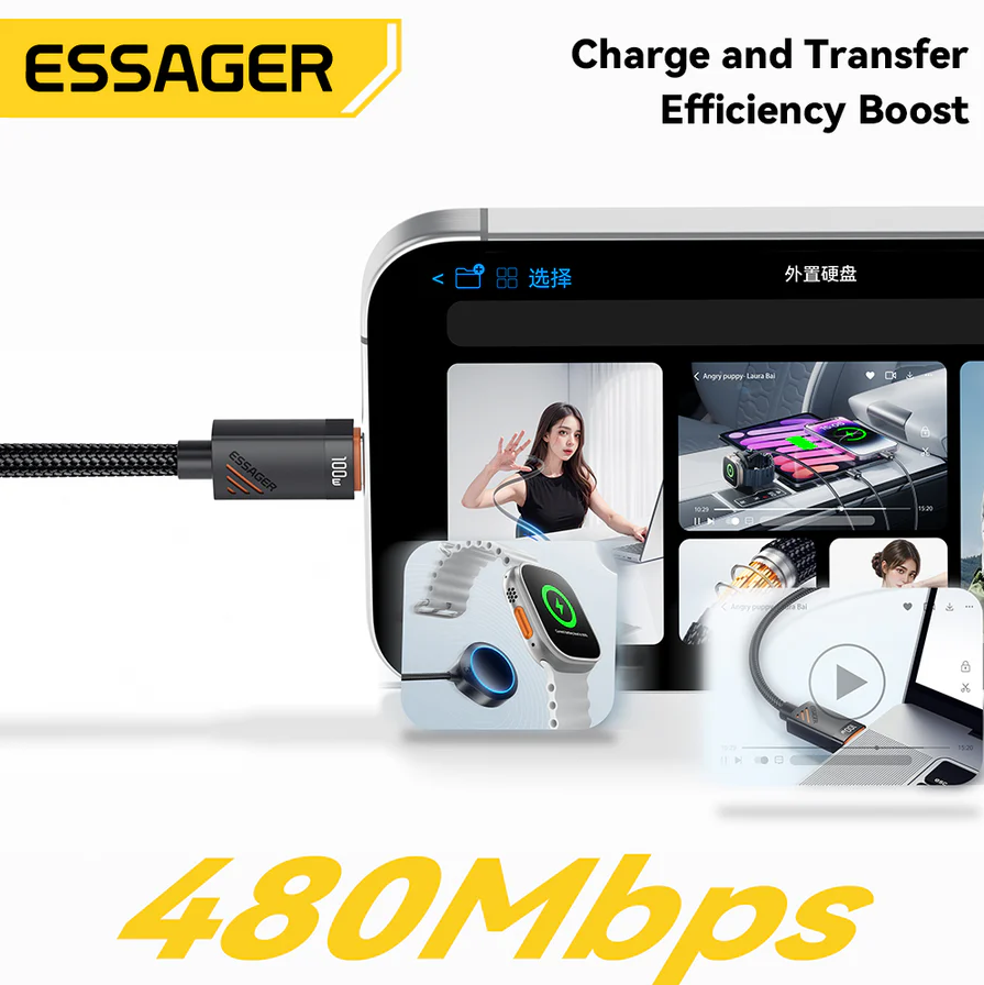 ESSAGER Kabel Data Spring USB Type C to Lightning Fast Charging PD 29W - EXCTL-CY01 Gambar produk ESSAGER Kabel Data Spring USB Type C to Lightning Fast Charging PD 29W - EXCTL-CY01