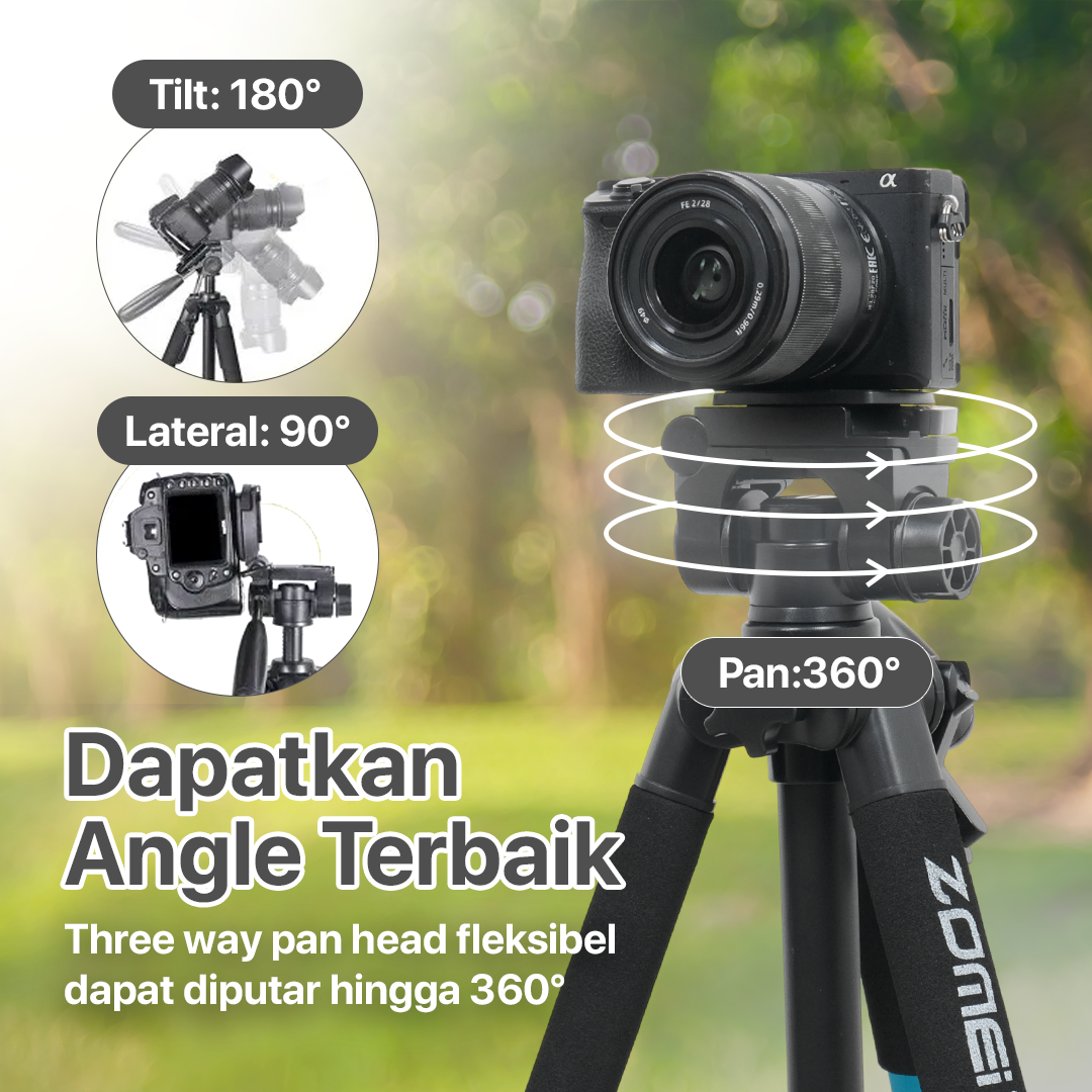 ZOMEI Tripod Kamera Pan Head 360 Panoramic 1.4M - Q111 Gambar produk ZOMEI Tripod Kamera Pan Head 360 Panoramic 1.4M - Q111