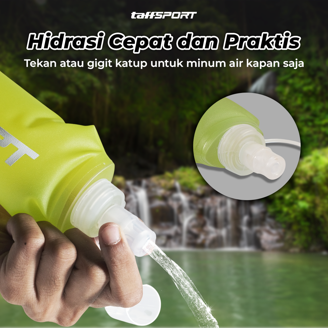 TaffSPORT Botol Minum Soft Flask Foldable Sport Water TPU 500 ml - TF009 Gambar produk TaffSPORT Botol Minum Soft Flask Foldable Sport Water TPU 500 ml - TF009