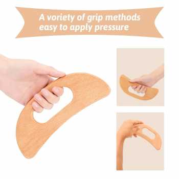 Gambar produk DUTRIEUX Alat Pijat Tubuh Gua Sha Kayu Wooden Massage Tool Moon Shaped - DT-19