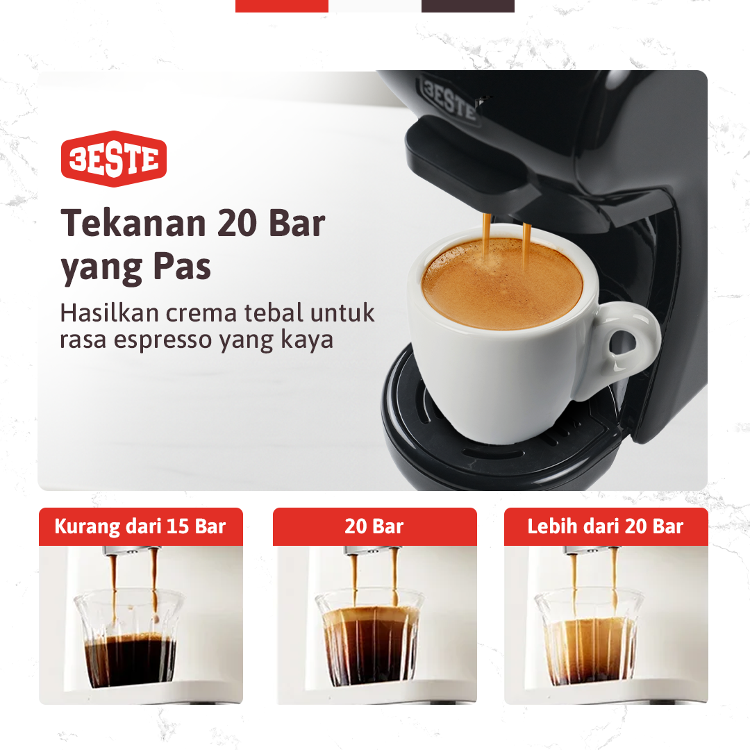 Trieste Mesin Kopi Espresso 3in1 Coffee Maker 19 Bar 1450W 600ml - ST-504 Gambar produk Trieste Mesin Kopi Espresso 3in1 Coffee Maker 19 Bar 1450W 600ml - ST-504