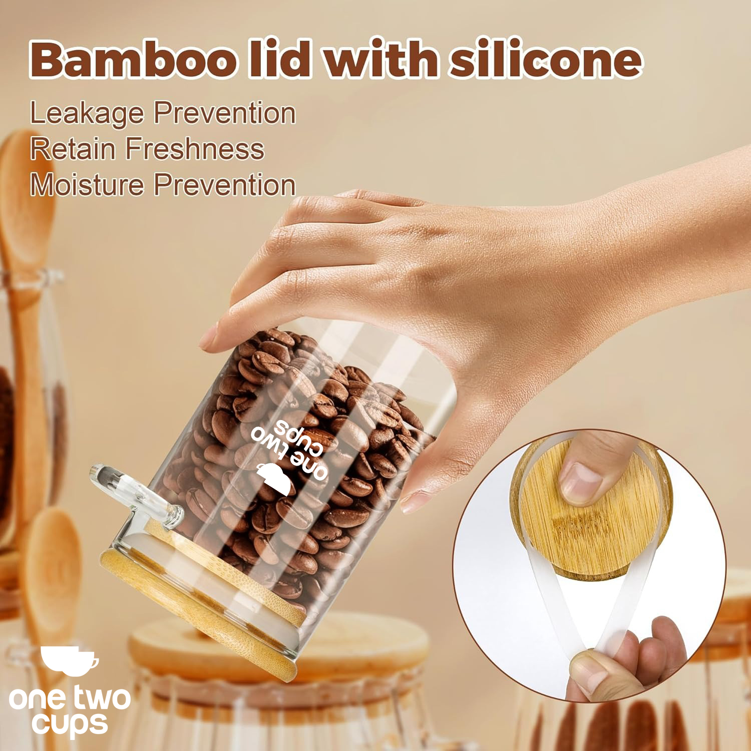 One Two Cups Toples Kaca Penyimpanan Makanan Storage with Bamboo Lid 350ml - FM-LD1 Gambar produk One Two Cups Toples Kaca Penyimpanan Makanan Storage with Bamboo Lid 350ml - FM-LD1