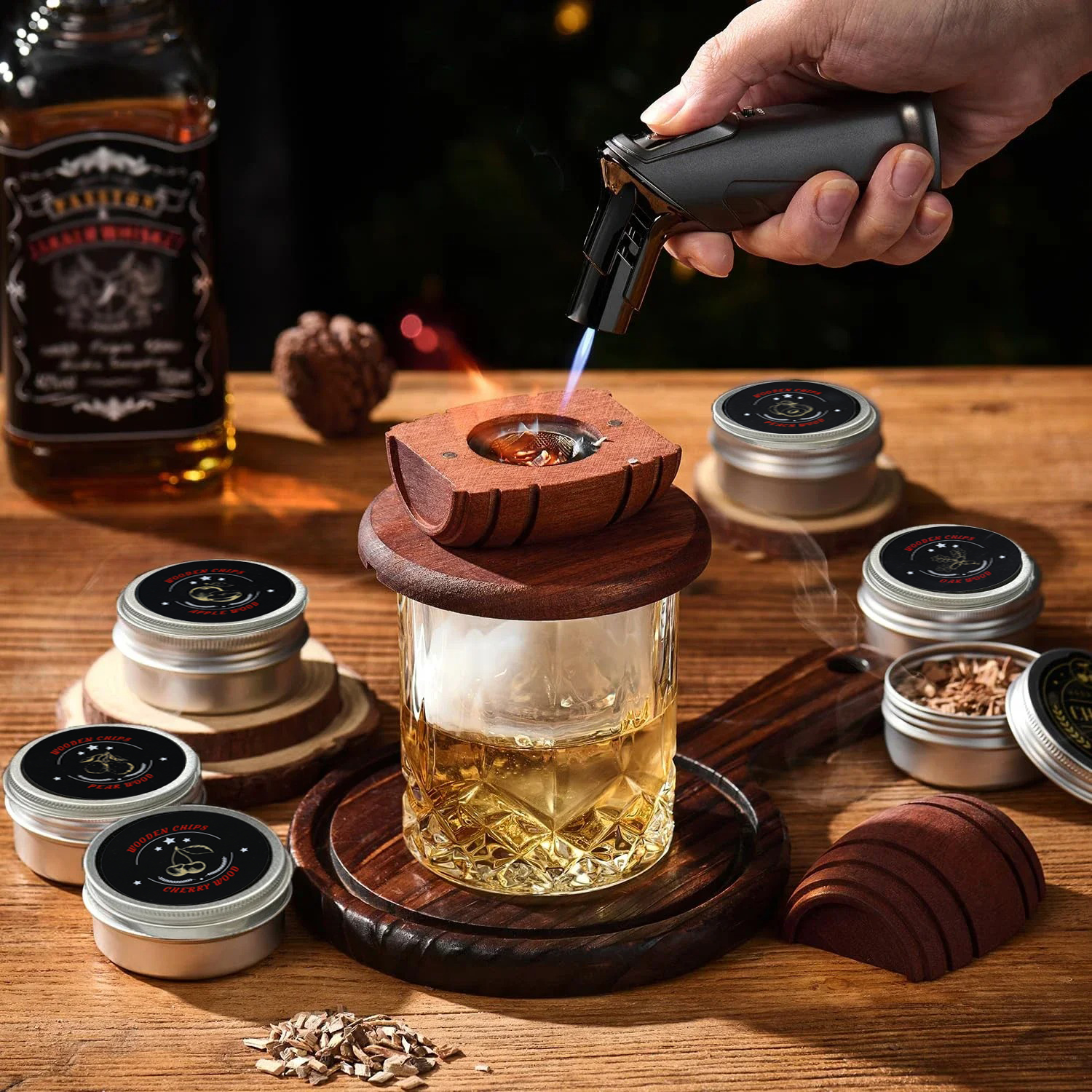 ARUBAKI Set Alat Pengasap Cocktail Smoker Kit with 6 Wood Chips - ARB-60 Gambar produk ARUBAKI Set Alat Pengasap Cocktail Smoker Kit with 6 Wood Chips - ARB-60