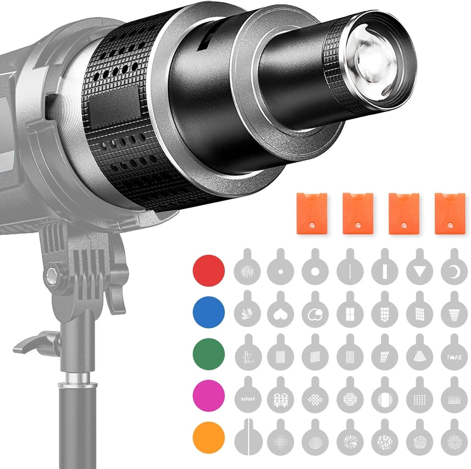 LUYP Optical Snoot Bowens Mount Projector Cahaya Fotografi 35 Set - MM-06 PRO Gambar produk LUYP Optical Snoot Bowens Mount Projector Cahaya Fotografi 35 Set - MM-06 PRO