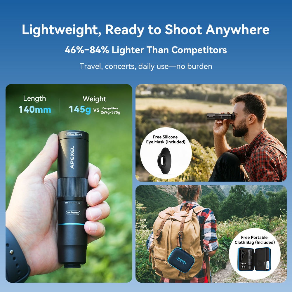 APEXEL Lensa Tele Smartphone Macro Telephoto 10X Clip On - APL-TM10 Gambar produk APEXEL Lensa Tele Smartphone Macro Telephoto 10X Clip On - APL-TM10