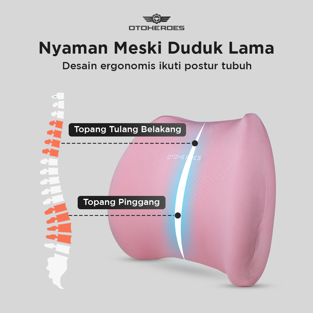 OTOHEROES Bantal Punggung Jok Mobil Memory Foam Lumbar Support - AW-40 Gambar produk OTOHEROES Bantal Punggung Jok Mobil Memory Foam Lumbar Support - AW-40