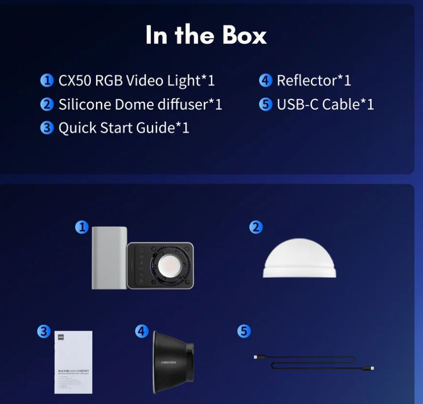 ZHIYUN CINEPEER Lampu Studio Pocket Fill Light RGB COB LED 50 W - CX50 RGB Gambar produk ZHIYUN CINEPEER Lampu Studio Pocket Fill Light RGB COB LED 50 W - CX50 RGB