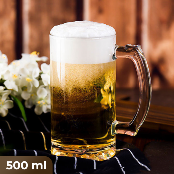 TREDO Gelas Mug Bir Beer Sodium Calcium Glass Drilled Bottom Cup 500ml - T515