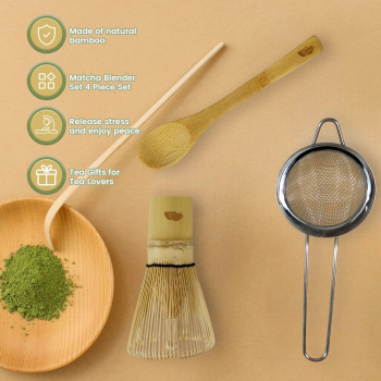 One Two Cups Matcha Set Kit Chasen Chashaku Chakoshi Bamboo 4 PCS - B41