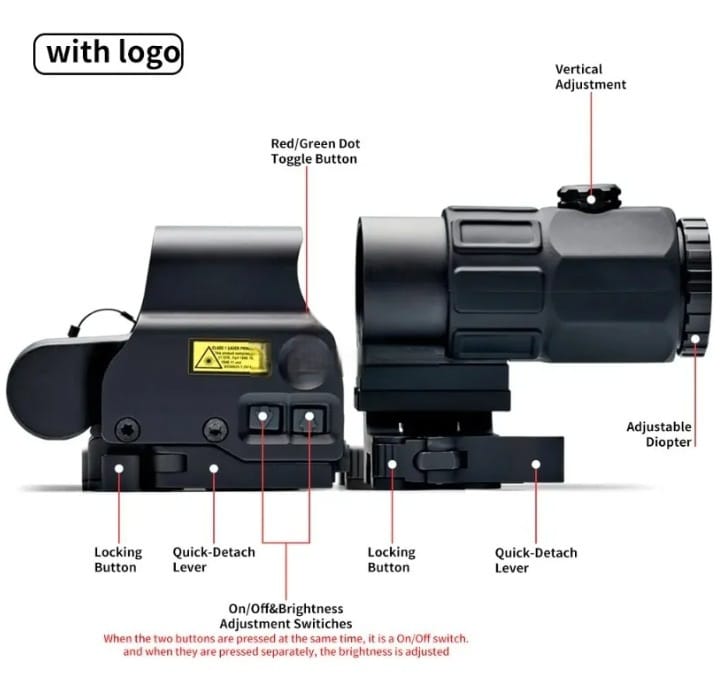 MOV Tactical Laser Airsoft Gun Holographic Sight 558 5x Magnifier G45 - 112113 Gambar produk MOV Tactical Laser Airsoft Gun Holographic Sight 558 5x Magnifier G45 - 112113