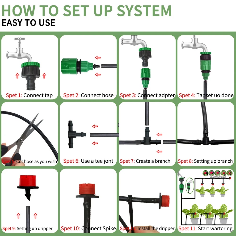 ENTENCO Set Peralatan Irigasi Tanaman Garden Watering System 5M - AT19 Gambar produk ENTENCO Set Peralatan Irigasi Tanaman Garden Watering System 5M - AT19