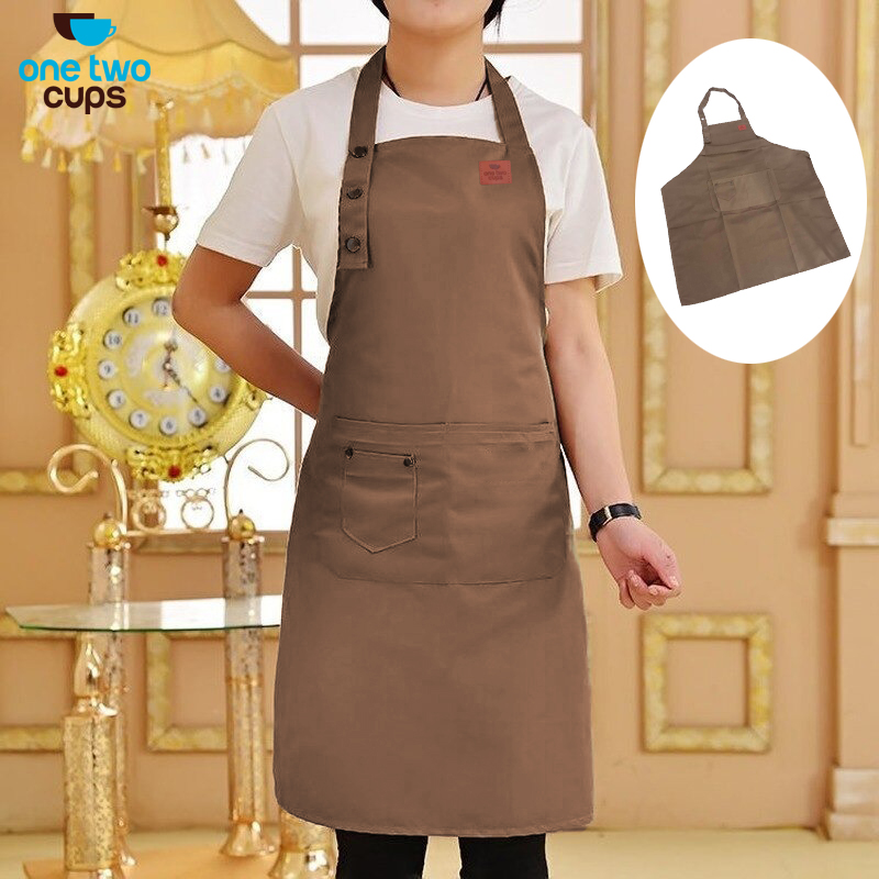 One Two Cups Celemek Masak Apron Dapur Canvas Strap Kancing - AGD01 Gambar produk One Two Cups Celemek Masak Apron Dapur Canvas Strap Kancing - AGD01