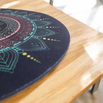 Gambar produk Comfast Mouse Pad Bulat Anti Slip Vintage Bohemian 200x200x3mm Blue Moroccan Floral