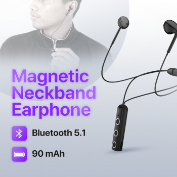 Earphone Bluetooth V5.1 EDR Sports with Magnetic Neckband - BT313