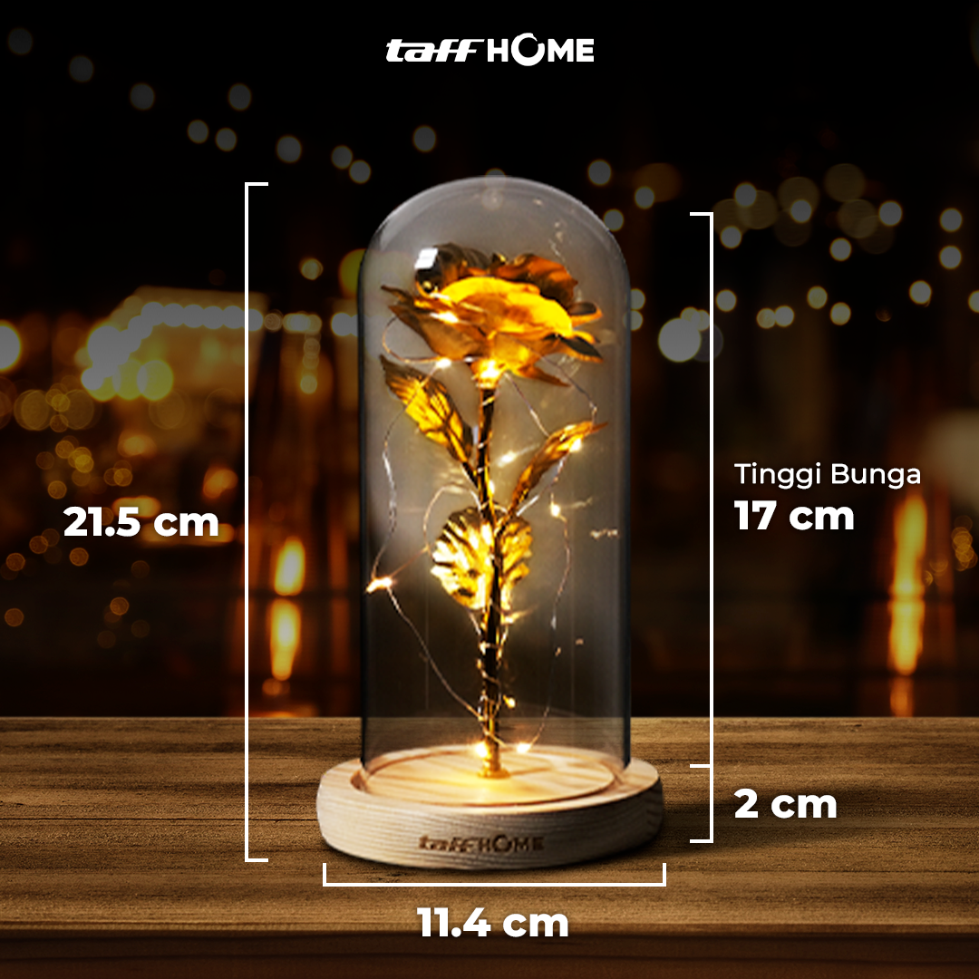 TaffHOME Lampu Meja Hias LED Mawar Beauty and The Beast Warm White - AC01 Gambar produk TaffHOME Lampu Meja Hias LED Mawar Beauty and The Beast Warm White - AC01