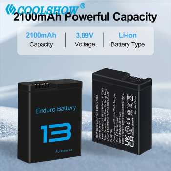 Gambar produk COOLSHOW Baterai Kamera Aksi GoPro Hero 13 Rechargeable 2100mAh - CL-210