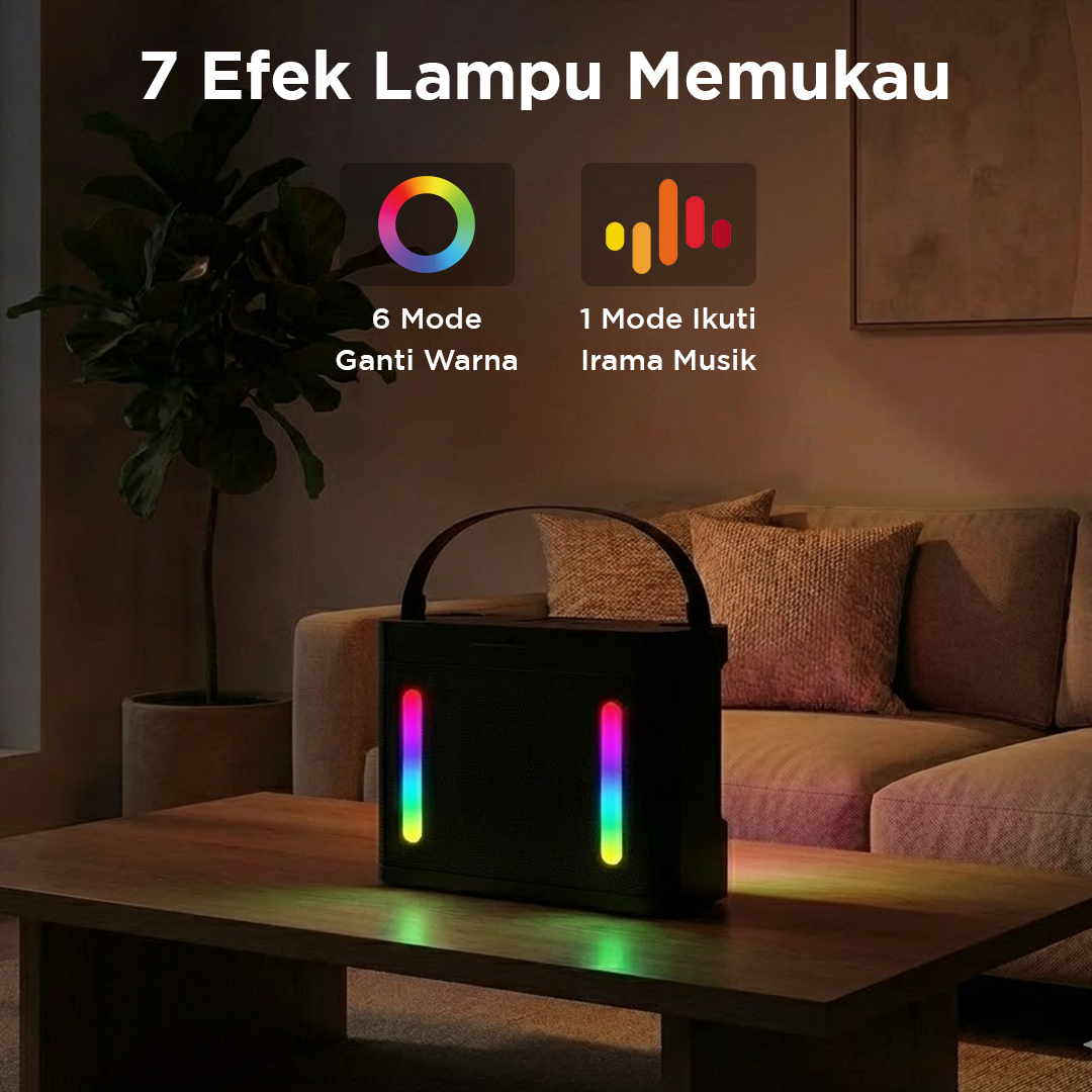 XINJIA Speaker Bluetooth Karaoke Portable RGB with 2 Microphone 10W - WJ-A927 Gambar produk XINJIA Speaker Bluetooth Karaoke Portable RGB with 2 Microphone 10W - WJ-A927