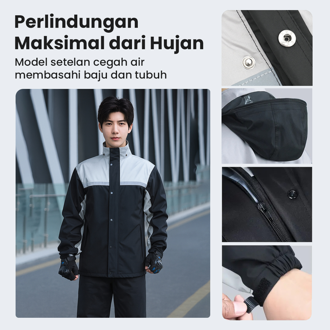Keyru Jas Hujan Setelan Motor Polyester Pongee Waterproof Raincoat M - ZY-8118 Gambar produk Keyru Jas Hujan Setelan Motor Polyester Pongee Waterproof Raincoat M - ZY-8118