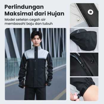 Gambar produk Keyru Jas Hujan Setelan Motor Polyester Pongee Waterproof Raincoat M - ZY-8118