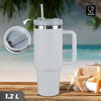 TLXT Botol Minum Tumbler Air Panas Dingin Straw Flask BPA Free 1.2L - YS-9388