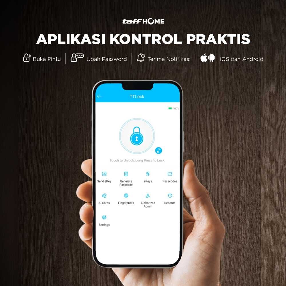 TaffHOME Smart Door Lock Fingerprint Password Card TTLock App - F15 Gambar produk TaffHOME Smart Door Lock Fingerprint Password Card TTLock App - F15