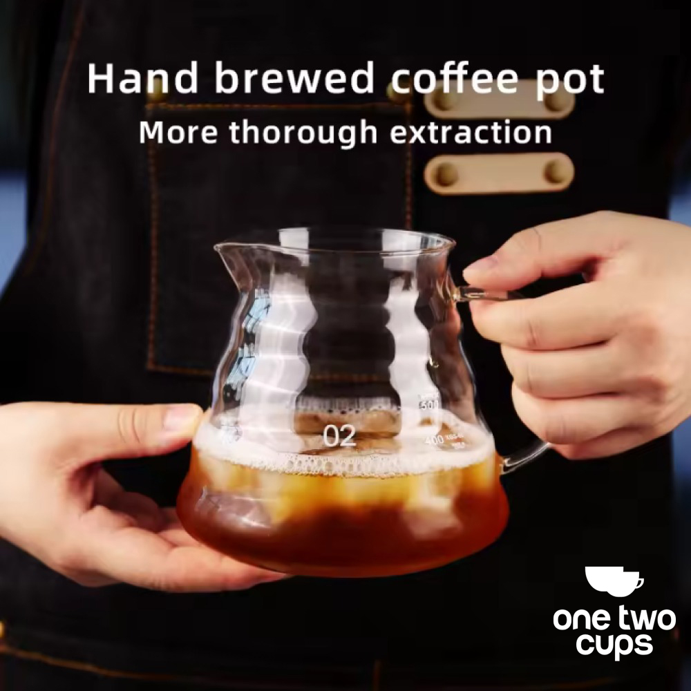 One Two Cups Teko Kopi Coffee Server V60 Drip Pour Over Borosilicate 600ml - XGS-36/60/80 Gambar produk One Two Cups Teko Kopi Coffee Server V60 Drip Pour Over Borosilicate 600ml - XGS-36/60/80