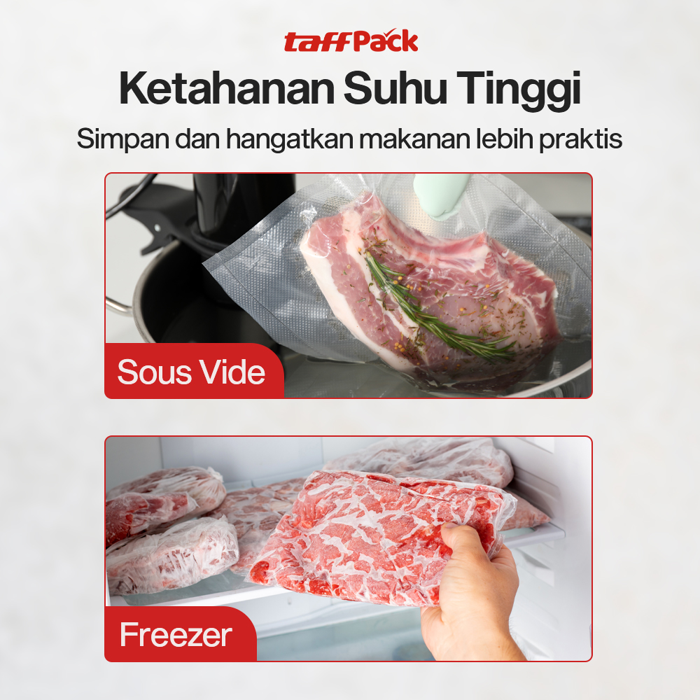 TaffPACK Plastik Vacuum Makanan Sealer Biodegradable BPA Free 1 Roll 28x500cm - HK-07 Gambar produk TaffPACK Plastik Vacuum Makanan Sealer Biodegradable BPA Free 1 Roll 28x500cm - HK-07