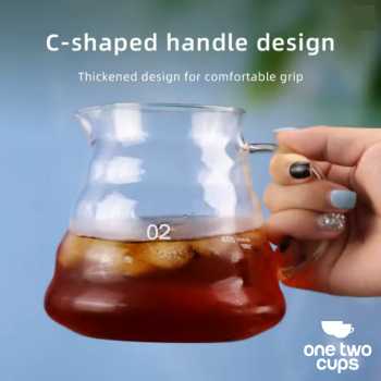 Gambar produk One Two Cups Teko Kopi Coffee Server V60 Drip Pour Over Borosilicate 600ml - XGS-36/60/80