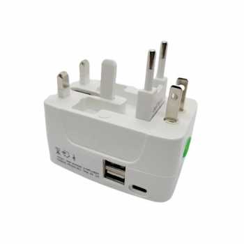 Gambar produk MAERKNON Travel Adaptor Universal AU US UK EU Type C Dual USB 2400mA - HHT200