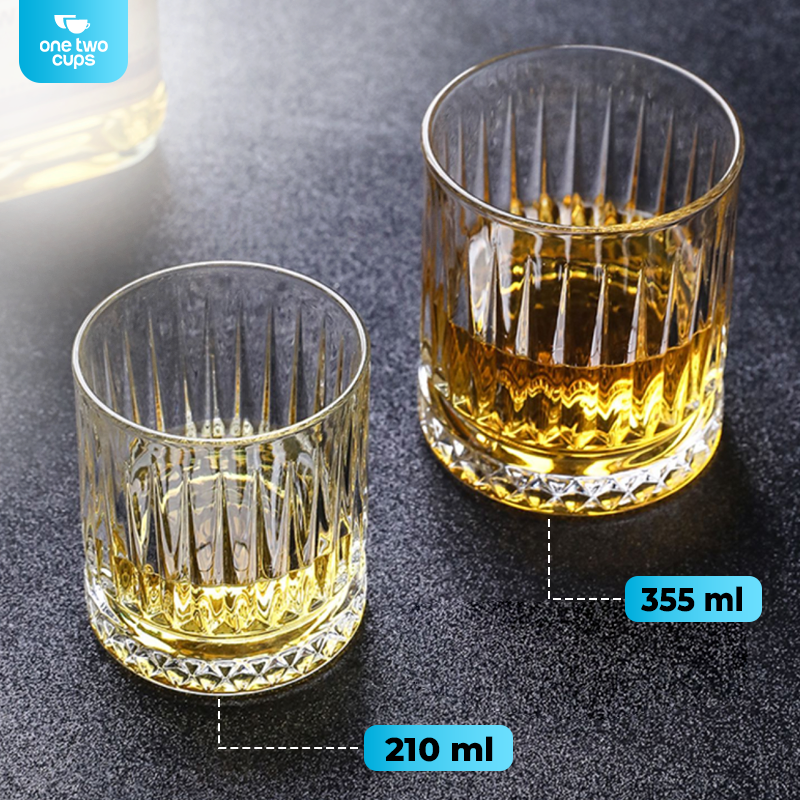One Two Cups Gelas Whisky Cocktail Crystal Diamond Bottom Rock Glass 210ml - YH149 Gambar produk One Two Cups Gelas Whisky Cocktail Crystal Diamond Bottom Rock Glass 210ml - YH149