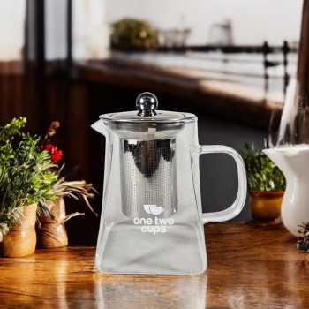 One Two Cups Teko Teh Kaca Saringan Tahan Panas Api Infuser Teapot - TP-761